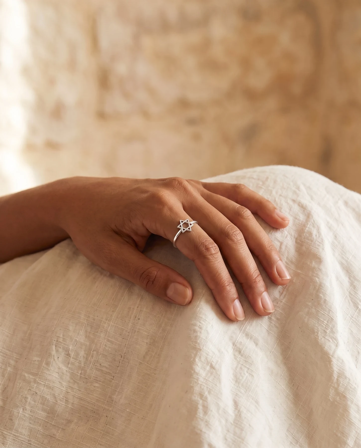 The adjustable Star of David ring worn on the hand
