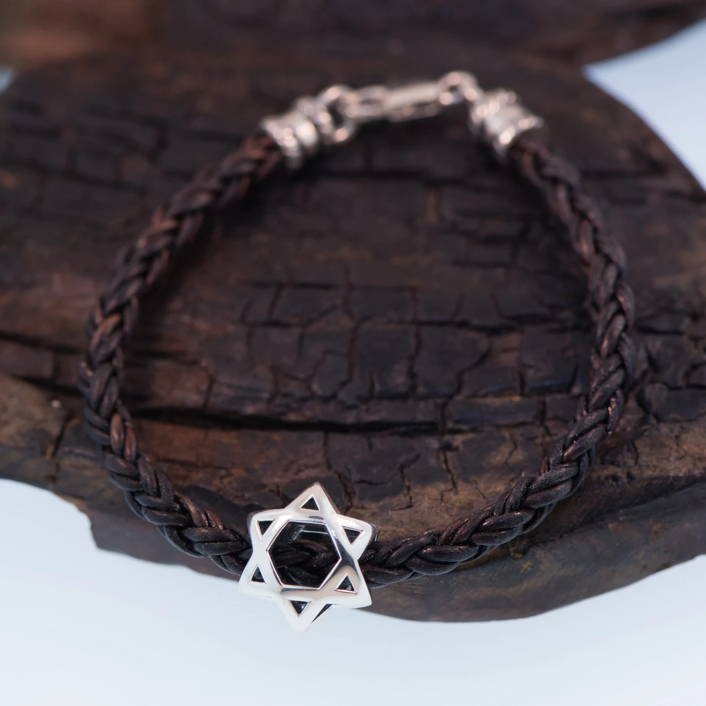 3D Star of David leather bracelet