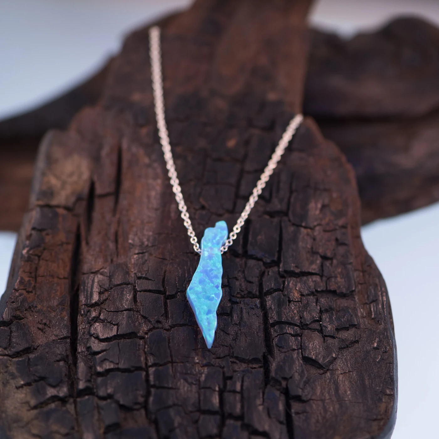 ISRAEL Opal Silhouette Map Necklace