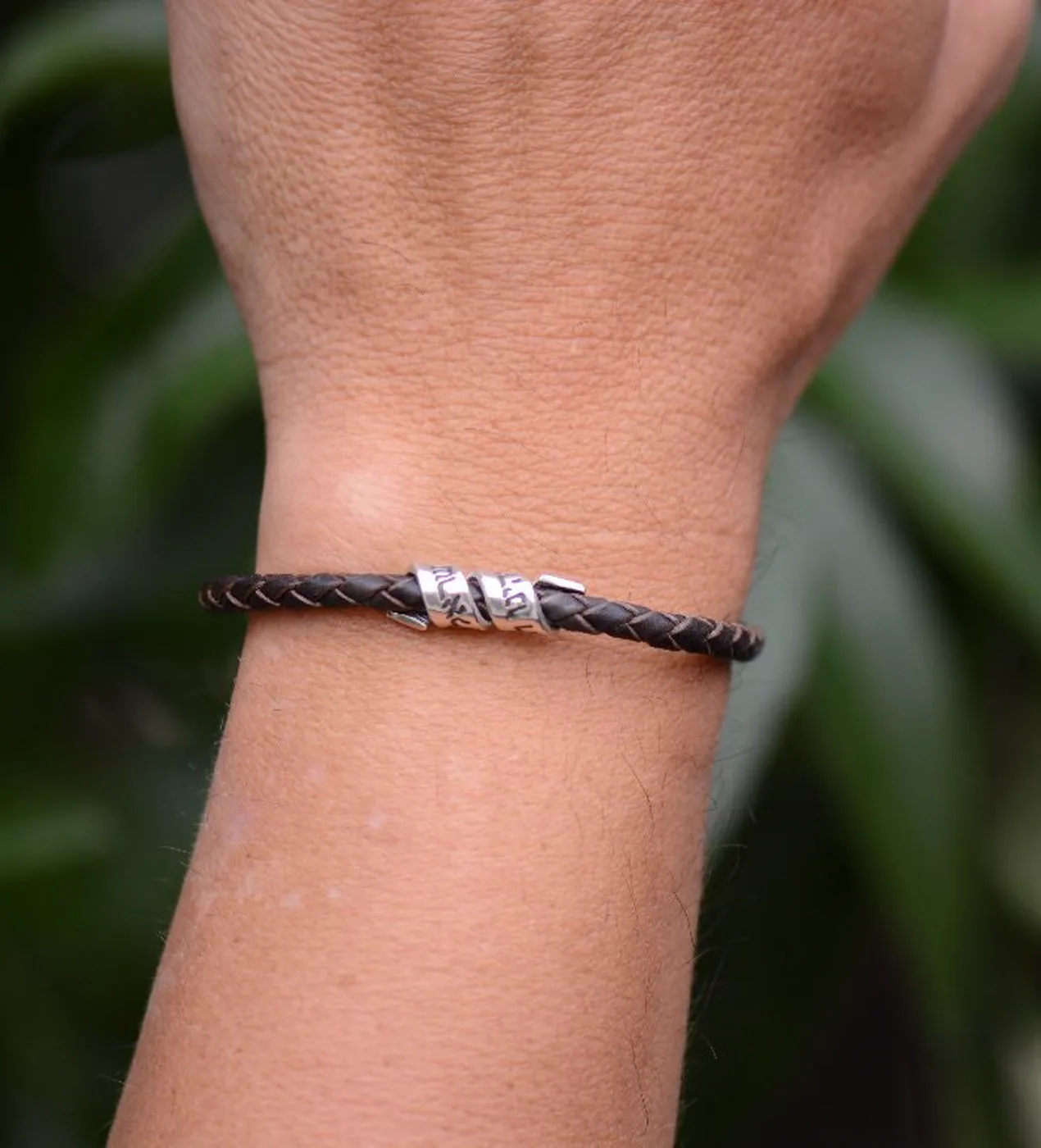 The bracelet worn on a wrist