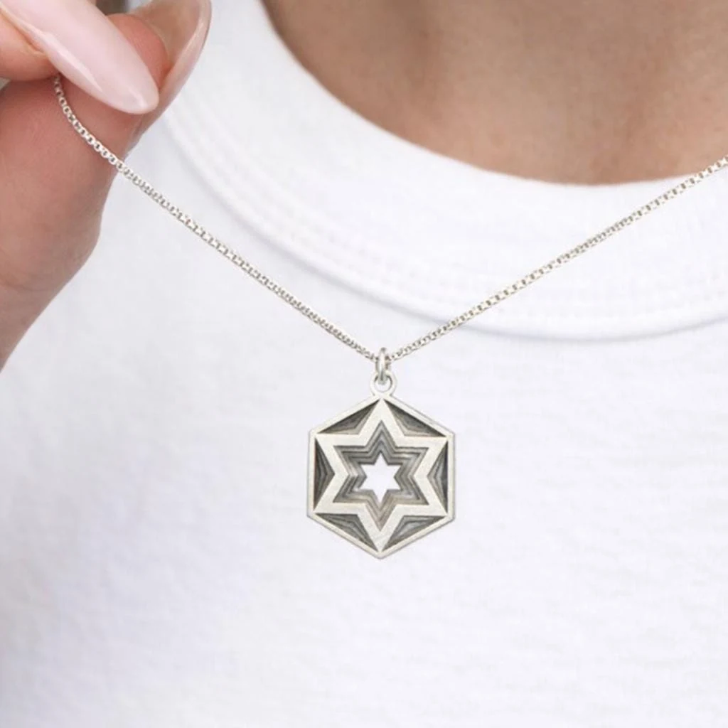 3D Star of David charm worn