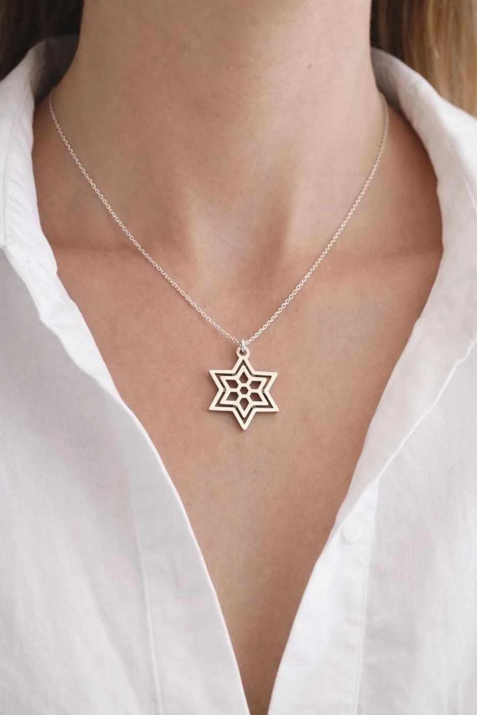 Geometric Star of David worn