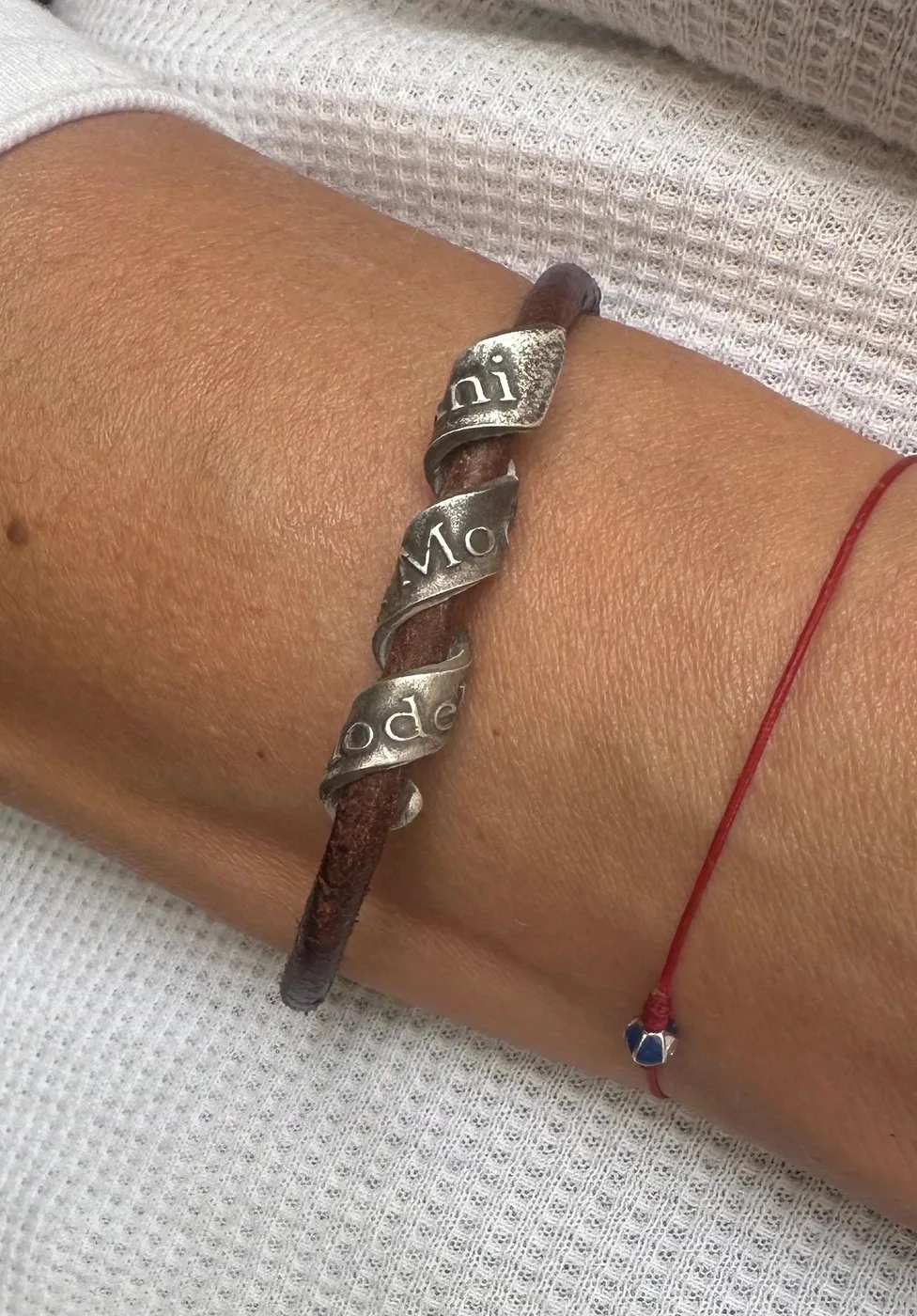 Modeh Ani wrap bracelet worn on the wrist