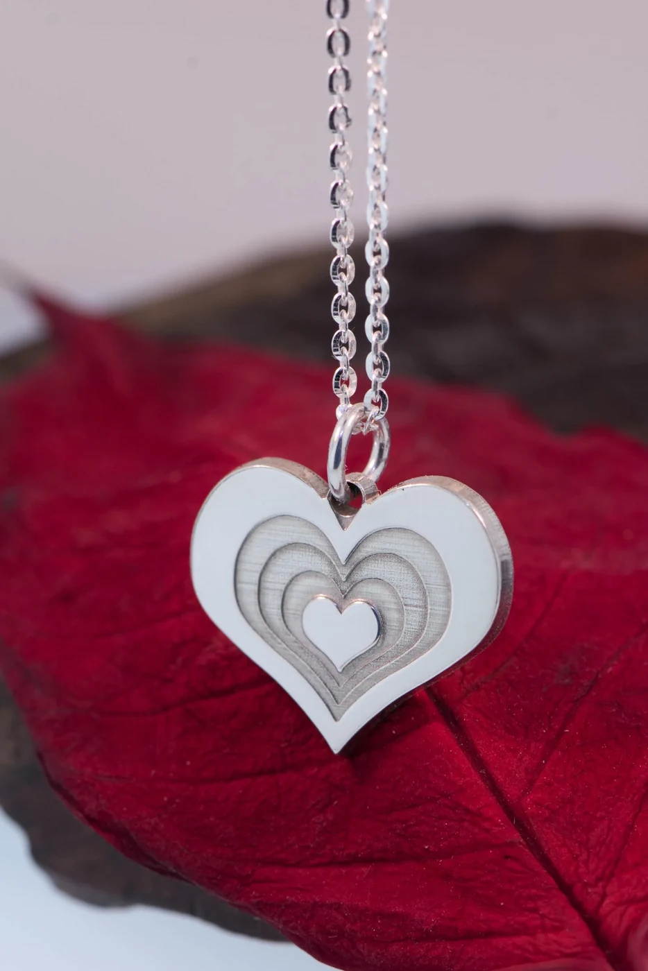 Heart layers pendant in sterling silver