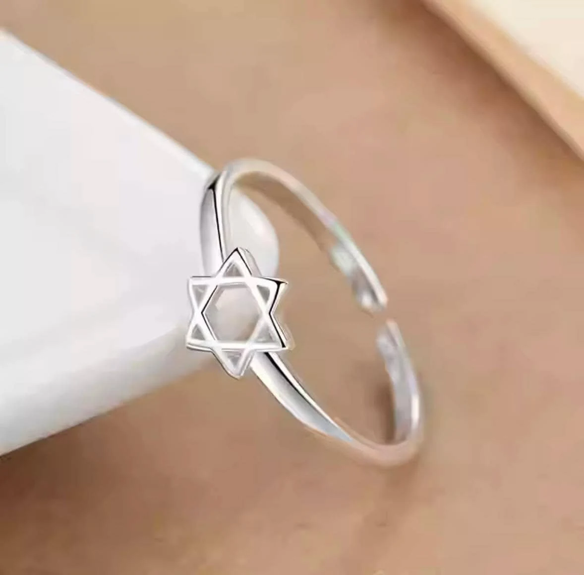 Sterling silver Star of David adjustable ring